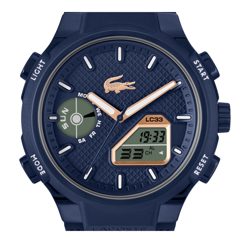 Main Image 3 of Lacoste Men's LC33 Navy Blue Dial Analog-Digital Navy Blue Silicone Strap Watch