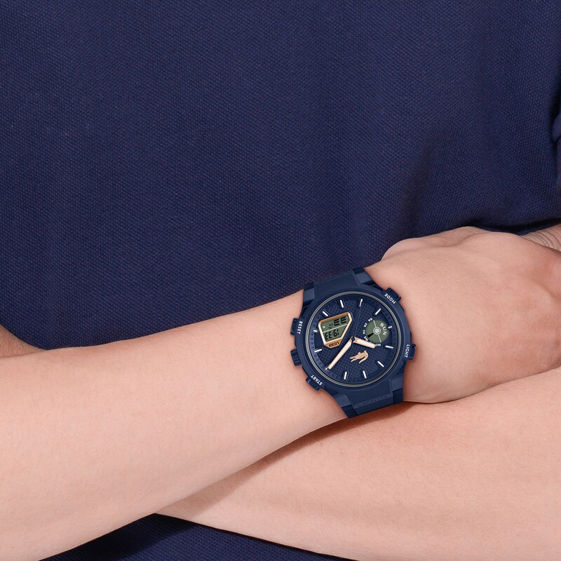 Main Image 4 of Lacoste Men's LC33 Navy Blue Dial Analog-Digital Navy Blue Silicone Strap Watch