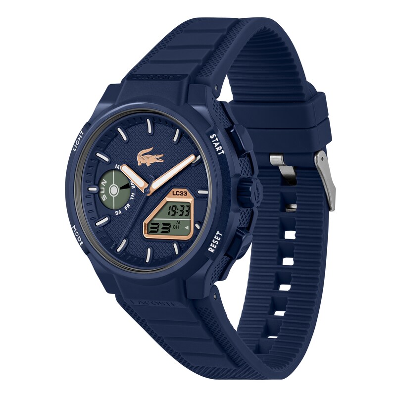 Main Image 6 of Lacoste Men's LC33 Navy Blue Dial Analog-Digital Navy Blue Silicone Strap Watch