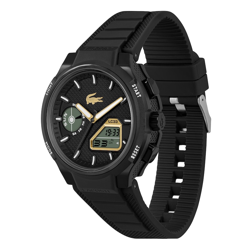 Main Image 2 of Lacoste Men's LC33 Black Analog-Digital Black Silicone Strap Watch
