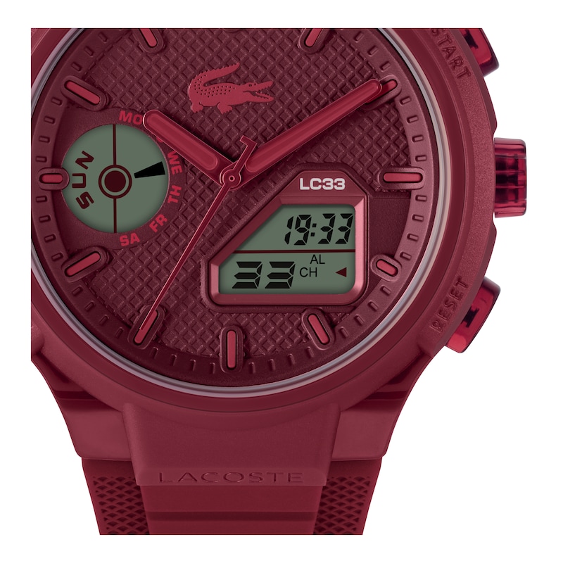 Main Image 2 of Lacoste Men's LC33 Cherry Red Analog-Digital Cherry Red Silicone Strap Watch