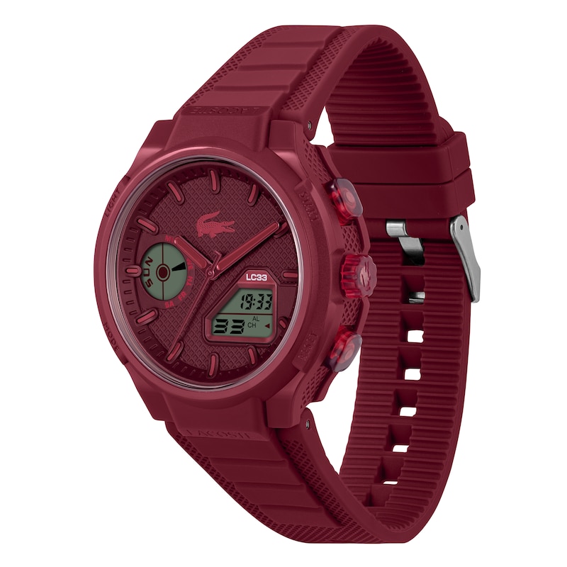 Main Image 3 of Lacoste Men's LC33 Cherry Red Analog-Digital Cherry Red Silicone Strap Watch