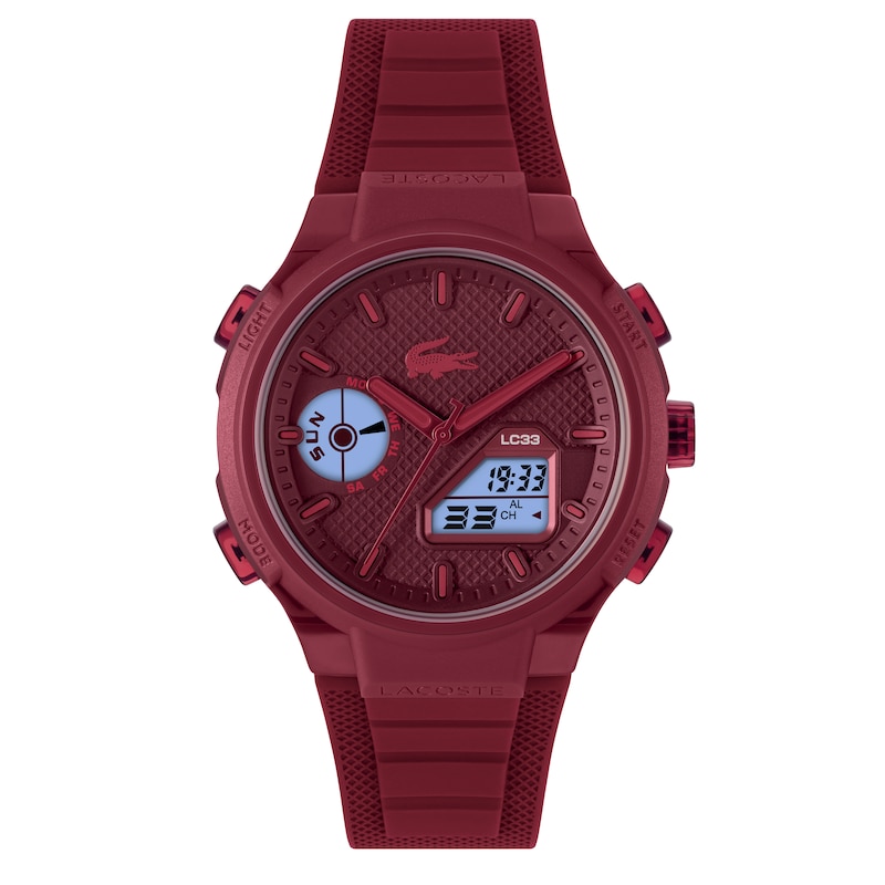 Main Image 4 of Lacoste Men's LC33 Cherry Red Analog-Digital Cherry Red Silicone Strap Watch