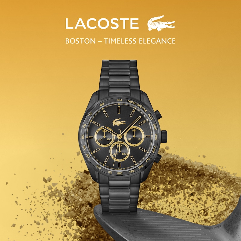 Main Image 4 of Lacoste Men's Boston Black Dial Chronograph Black IP Bracelet Watch