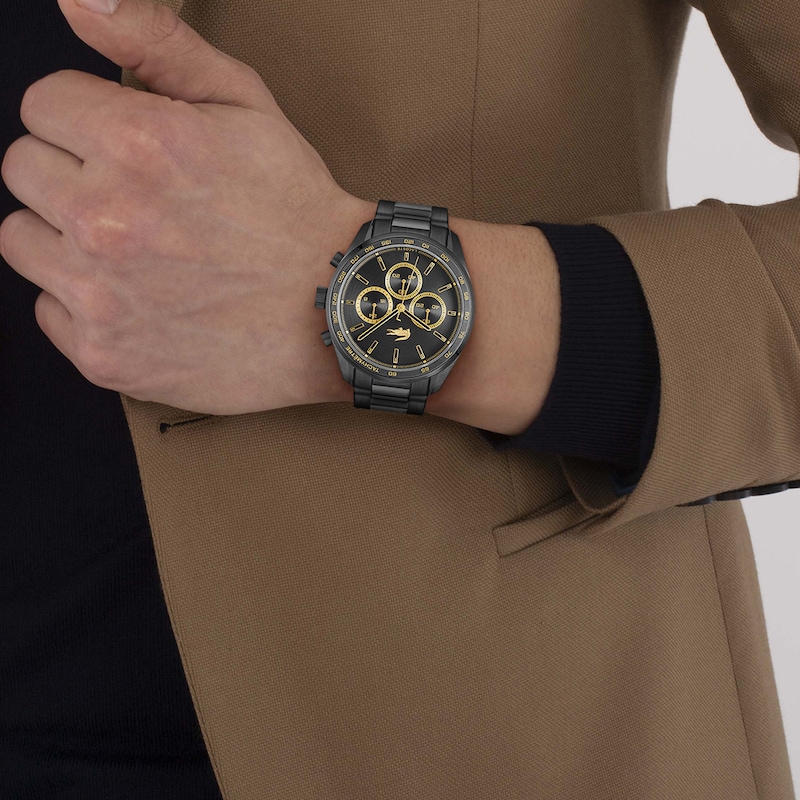 Main Image 5 of Lacoste Men's Boston Black Dial Chronograph Black IP Bracelet Watch