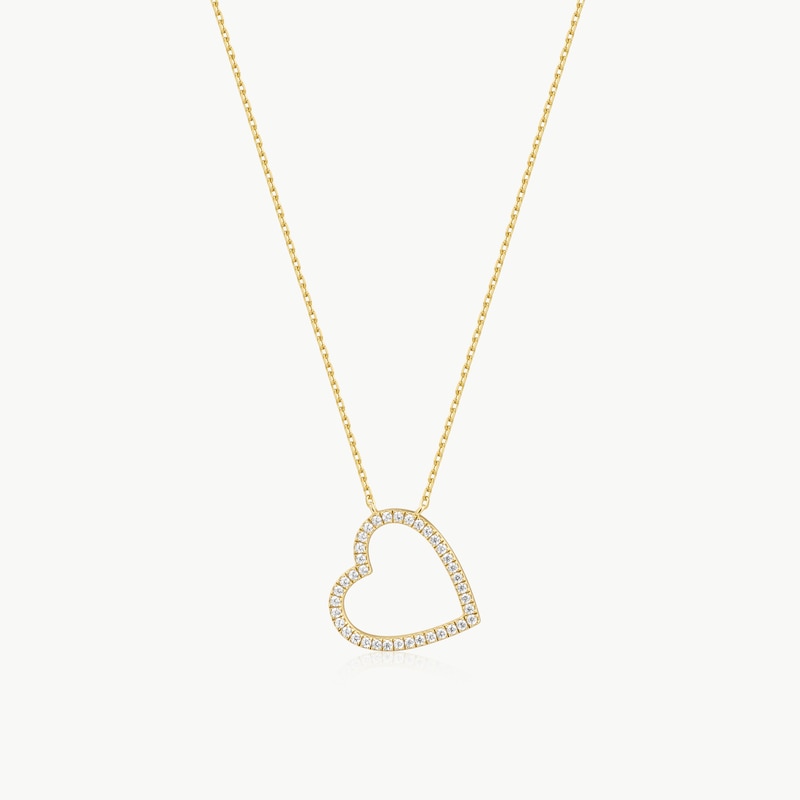 Main Image 2 of Ania Haie Glimmer Glow 14ct Yellow Gold Plate Cubic Zirconia Heart Pendant & Stud Earrings Set