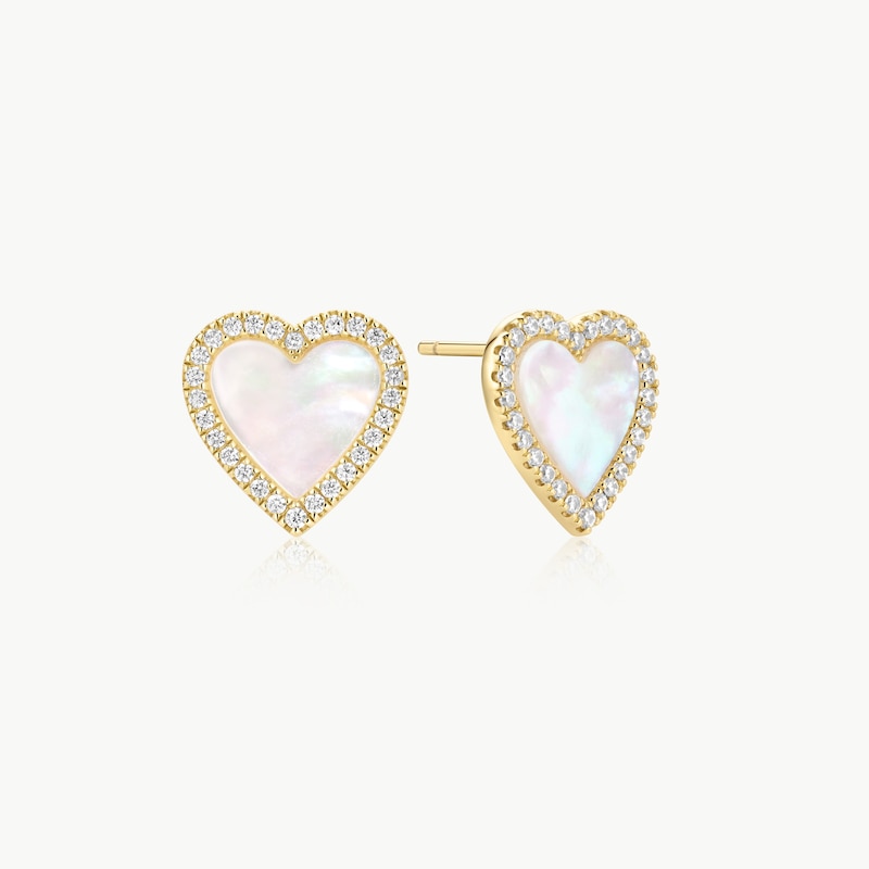 Main Image 3 of Ania Haie Glimmer Glow 14ct Yellow Gold Plate Cubic Zirconia Heart Pendant & Stud Earrings Set