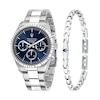 Thumbnail Image 1 of Maserati Competizione Chronograph Blue Dial Stainless Steel Bracelet Watch & Stainless Steel Logo Bracelet Set