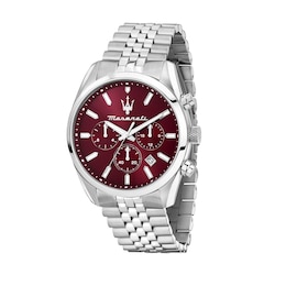 Maserati Attrazione Chronograph Burgundy Dial Stainless Steel Bracelet Watch