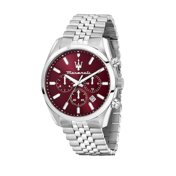Maserati Attrazione Chronograph Burgundy Dial Stainless Steel Bracelet Watch