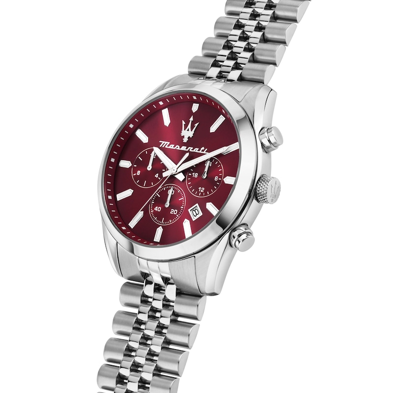 Main Image 4 of Maserati Attrazione Chronograph Burgundy Dial Stainless Steel Bracelet Watch