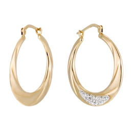 Together Silver & 9ct Bonded Gold Crystal Hoop Earrings