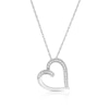 Thumbnail Image 1 of Sterling Silver Open Heart Diamond Pendant Necklace