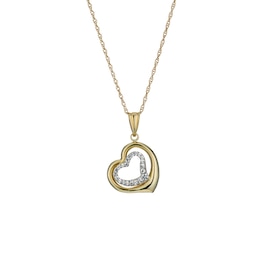 Together Silver & 9ct Bonded Gold 18 Inch Hearts Pendant