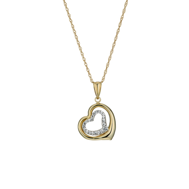 Main Image 1 of Together Silver & 9ct Bonded Gold 18" Hearts Pendant