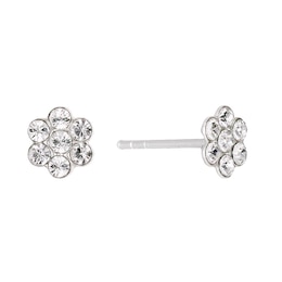 Children's Sterling Silver Dainty Crystal Flower Stud Earrings