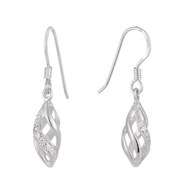 Sterling Silver Cubic Zirconia Cage Drop Earrings