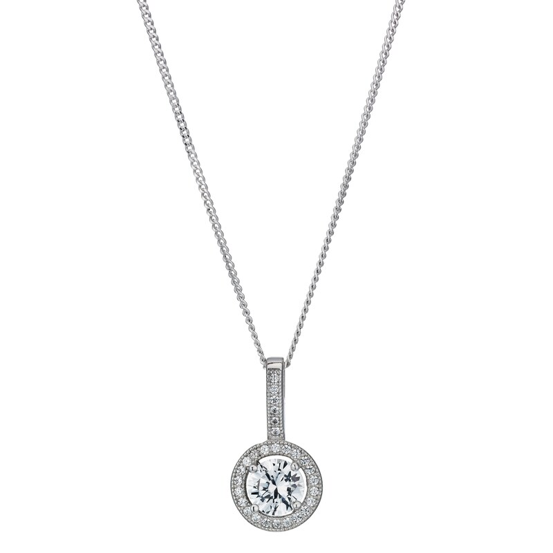 Sterling Silver Cubic Zirconia Halo Pendant