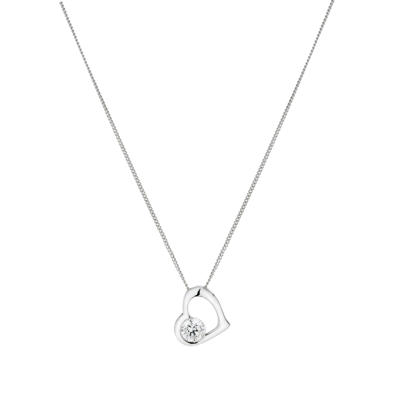 Main Image 1 of Sterling Silver Cubic Zirconia Open Heart Pendant
