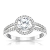 Sterling Silver Cubic Zirconia Halo Ring Size P
