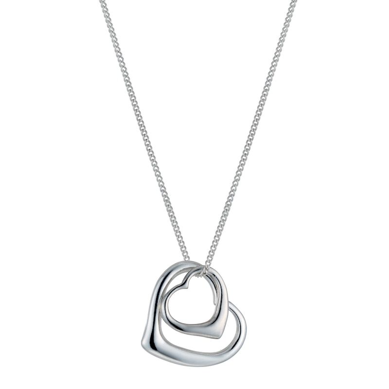 Sterling Silver Double Open Heart Pendant