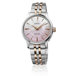 Seiko Presage Springtime Cocktail Time Limited Edition Pink Dial Silver Tone Bracelet Watch