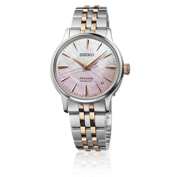 Seiko Presage Springtime Cocktail Time Limited Edition Pink Dial Silver Tone Bracelet Watch