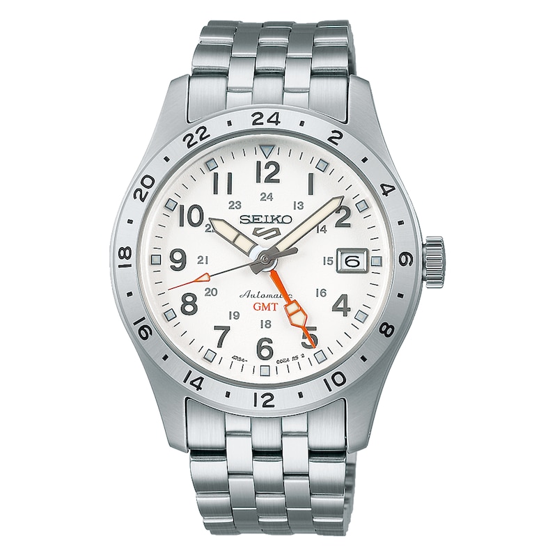 Main Image 1 of Seiko 5 Sports 'Overwhite' Field GMT White Dial Stainless Steel Bracelet Watch