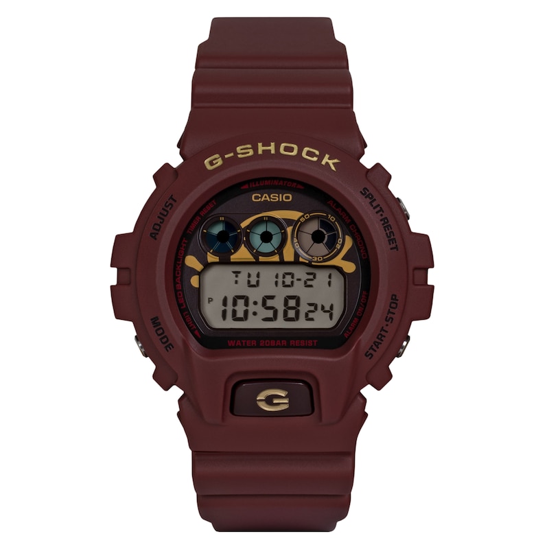 Main Image 1 of Casio G-Shock x Syna Central Cee Collab Limited Edition Digital Logo Dial & Bordeaux Red Resin Strap Watch