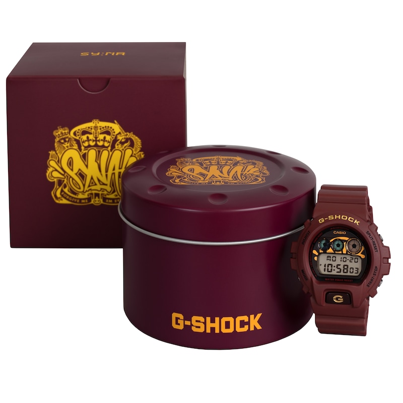 Main Image 7 of Casio G-Shock x Syna Central Cee Collab Limited Edition Digital Logo Dial & Bordeaux Red Resin Strap Watch