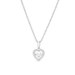 Dancing Diamonds Platinum Plated Sterling Silver 0.25ct Lab Grown Diamond Heart Halo Pendant Necklace