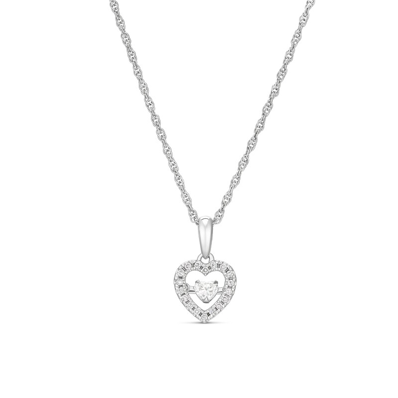 Main Image 1 of Dancing Diamonds Platinum Plated Sterling Silver 0.25ct Lab-Grown Diamond Heart Halo Pendant Necklace