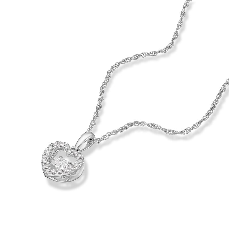 Main Image 2 of Dancing Diamonds Platinum Plated Sterling Silver 0.25ct Lab-Grown Diamond Heart Halo Pendant Necklace