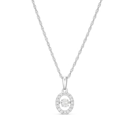 Dancing Diamonds Platinum Plated Sterling Silver 0.25ct Round Lab Grown Diamond Halo Pendant Necklace