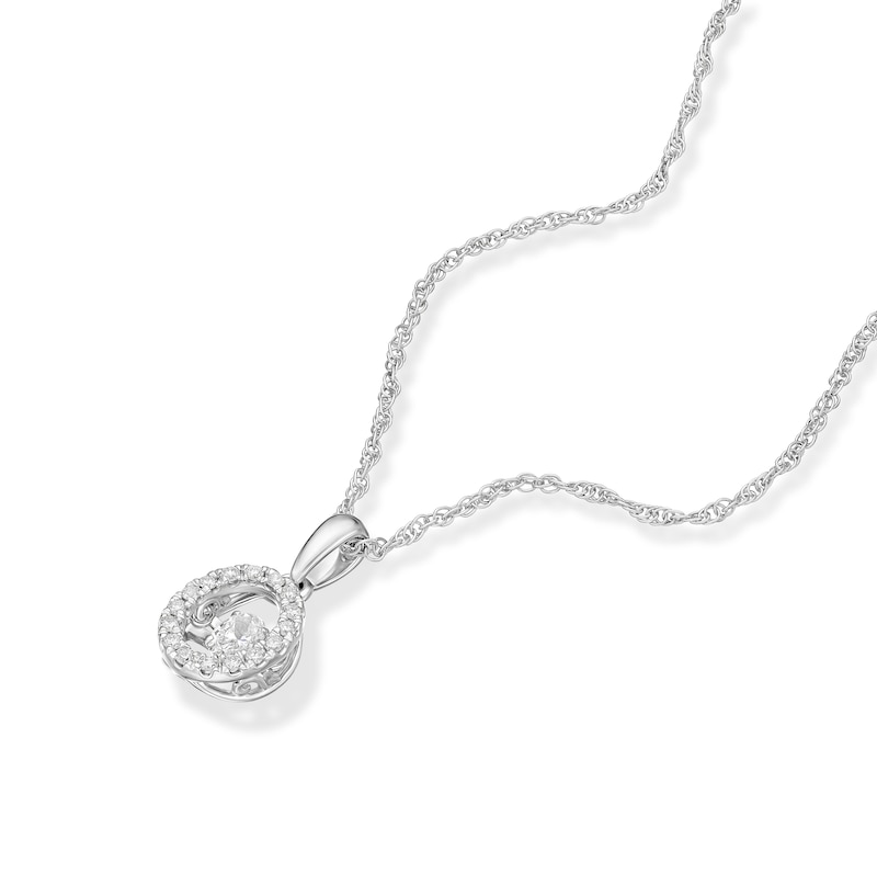 Main Image 2 of Dancing Diamonds Platinum Plated Sterling Silver 0.25ct Round Lab-Grown Diamond Halo Pendant Necklace