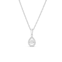Dancing Diamonds Platinum Plated Sterling Silver 0.25ct Pear Cut Lab Grown Diamond Halo Pendant Necklace