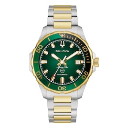 Bulova Marine Star Men's Green Dial & Two Tone Stainless Steel Bracelet Watch