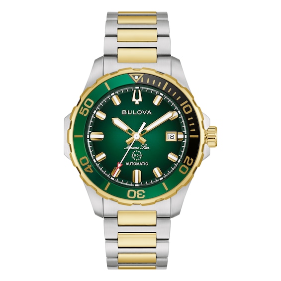 Bulova Marine Star Men's Green Dial & Two Tone Stainless Steel Bracelet Watch