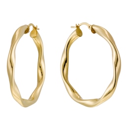 Together Silver & 9ct Bonded Gold Twisted 30mm Hoop Earrings