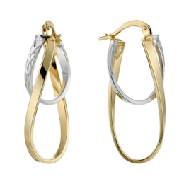 Together Silver & 9ct Bonded Gold Double Hoop Earrings