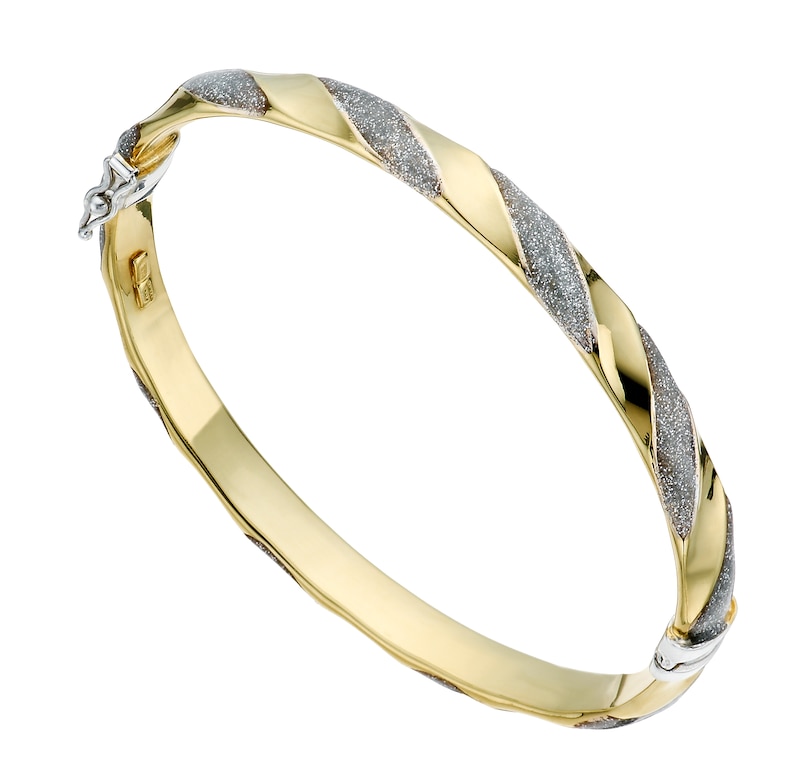 Together Silver & 9ct Bonded Gold Patterned Bangle