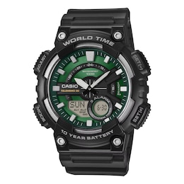 Casio AEQ 110W 3A2VEF TIMELESS Green Dial Black Resin Strap Watch