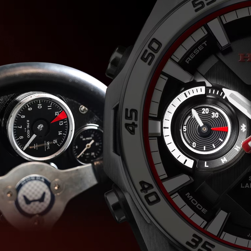 Main Image 8 of Casio Edifice ECB 2300HR 1AEF Honda Racing Collaboration Black Dial White Leather Strap Watch