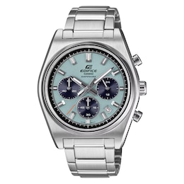 Edifice EFB 730D Chronograph Blue Dial Silver Tone Stainless Steel Bracelet Watch
