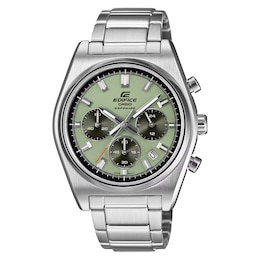 Edifice EFB 730D Chronograph Green Dial Silver Tone Stainless Steel Bracelet Watch