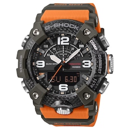 G Shock Master of G Mudmaster Black Dial Orange Bio Resin Strap Watch