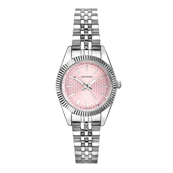 Sekonda Francis Women's Pink Dial Silver Tone Stainless Steel Bracelet Watch