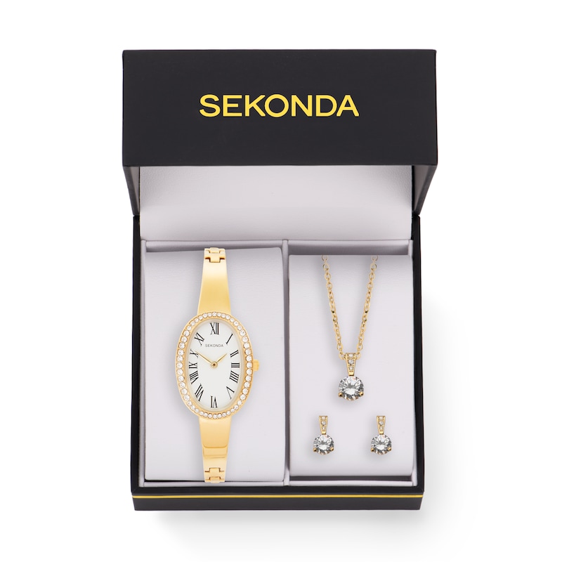 Main Image 6 of Sekonda Bellamy Women's White Dial Gold Tone Semi-Bangle Watch