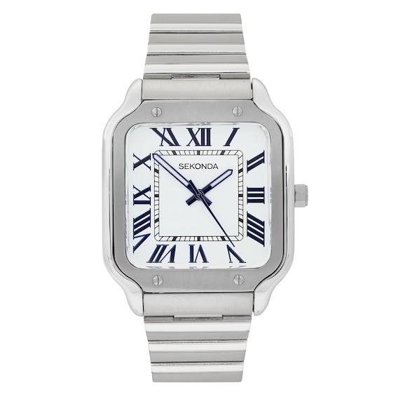 Sekonda Mens Rene Silver Stainless Steel Strap With White Dial Analogue Watch - Image 3