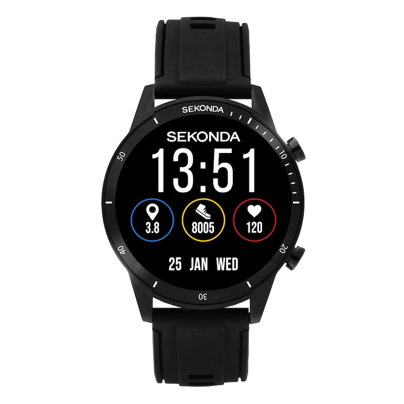 Main Image 1 of Sekonda Active 2 Unisex Black Dial Black Silicone Strap Smartwatch